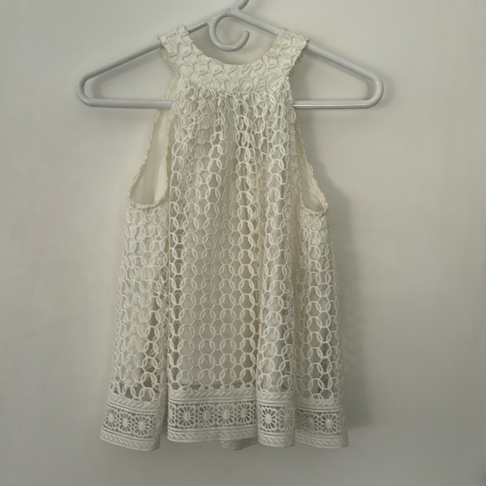 A Moon River white lace top , fully lined.